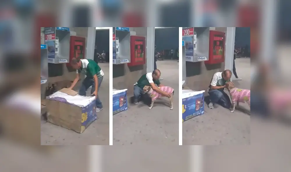 Desliza las imágenes para conocer la tierna acción de un hombre al brindarle abrigo y ropa a un perro callejero. Foto: Juan Echeverria.