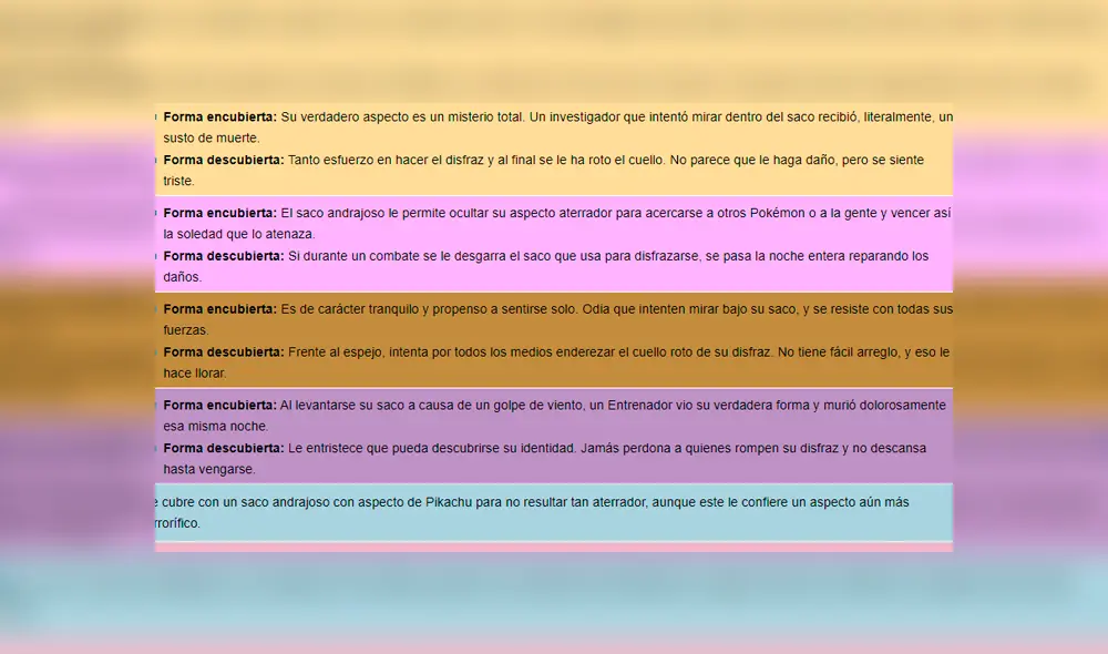 Todas las entradas de Pokédex de Mimikyu señalan que puede matar de la impresión. Todas las entradas de Pokédex de Mimikyu señalan que puede matar de la impresión.