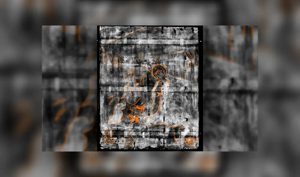 Los rayos X mostraron que la pintura medieval ocultaba el nacimiento de Jesús. Imagen: Northumbria University.