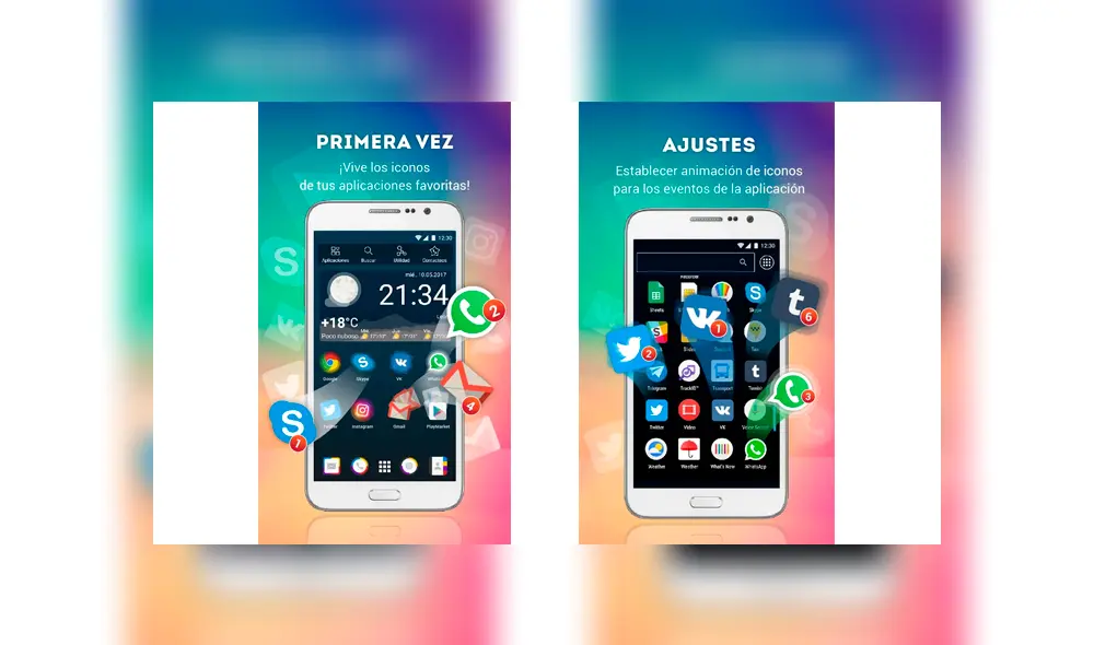 Una vez instalada en tu teléfono verás que los íconos se mueven. Foto: Captura / Play Store. Una vez instalada en tu teléfono verás que los íconos se mueven. Foto: Captura / Play Store.