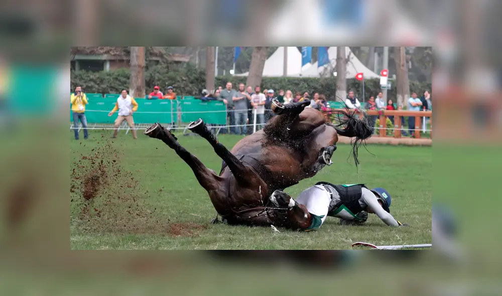 Ruy Leme Da Fonseca sufrió una aparatosa caída durante la competencia ecuestre de Lima 2019. Foto: REUTERS / Guadalupe Pardo