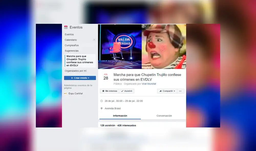 Convocan ‘marcha’ para que ‘Chupetín Trujillo’ se confiese en ‘EVDLV’ y miles ya quieren asistir Convocan ‘marcha’ para que ‘Chupetín Trujillo’ se confiese en ‘EVDLV’ y miles ya quieren asistir