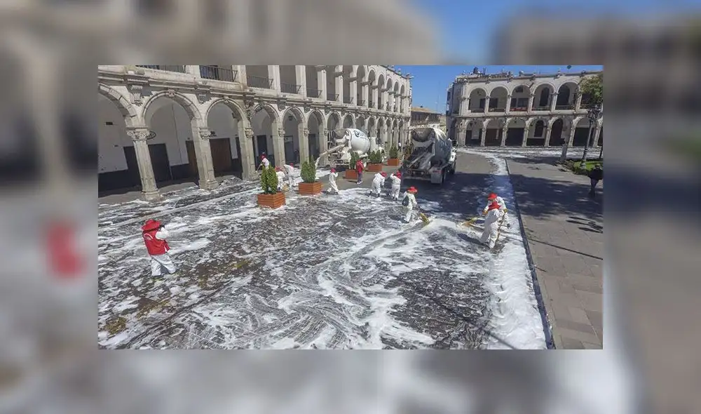 Para la desinfección de las calles se utilizó seis camiones mixer y dos cisternas. Para la desinfección de las calles se utilizó seis camiones mixer y dos cisternas.