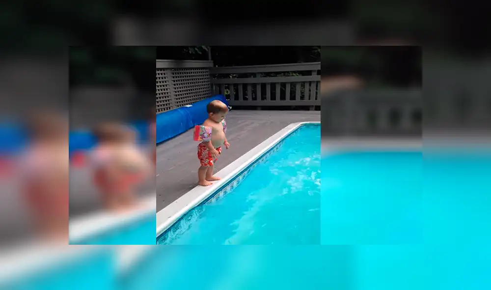 Facebook viral: niño realiza particular 'clavado' en piscina y hace reír a su familia [VIDEO] 