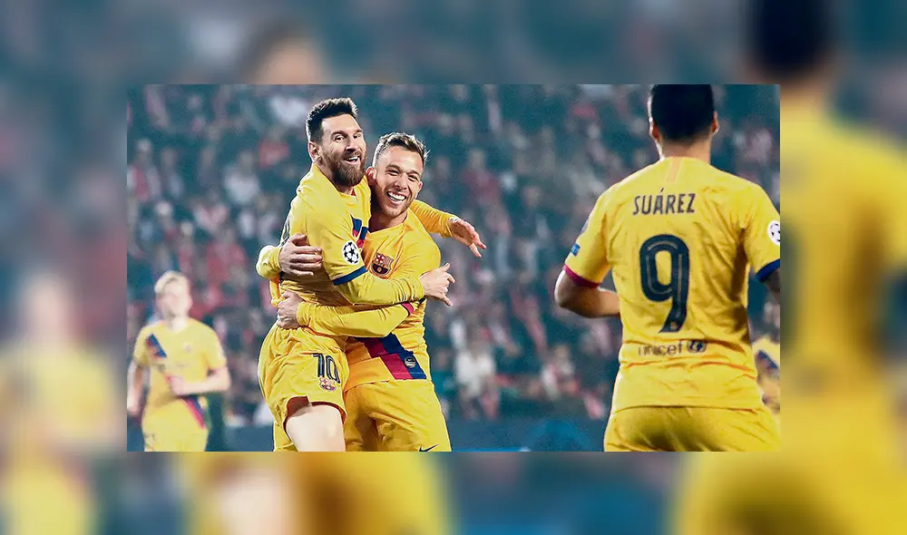 Estelares. Arthur abraza a la ‘Pulga’ después de su gol a los tres minutos. Suárez participaría en el segundo tanto. (EFE) Estelares. Arthur abraza a la ‘Pulga’ después de su gol a los tres minutos. Suárez participaría en el segundo tanto. (EFE)