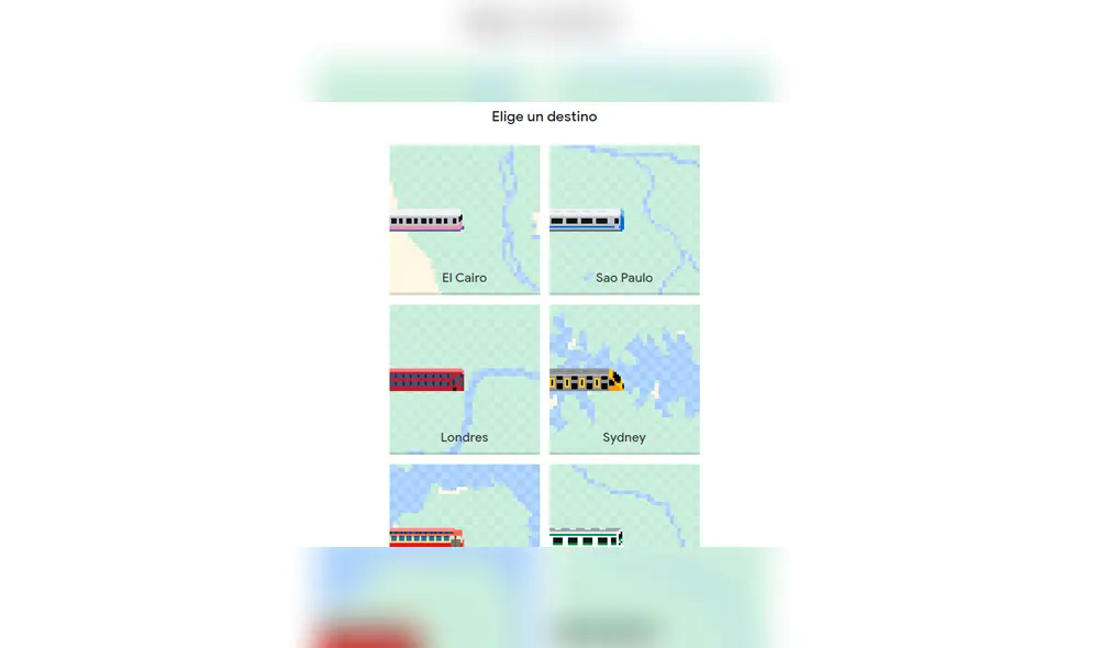 Puedes elegir entre seis ciudades para iniciar la juego: El Cairo, São Paulo, Londres, Sidney, San Francisco y Tokio.