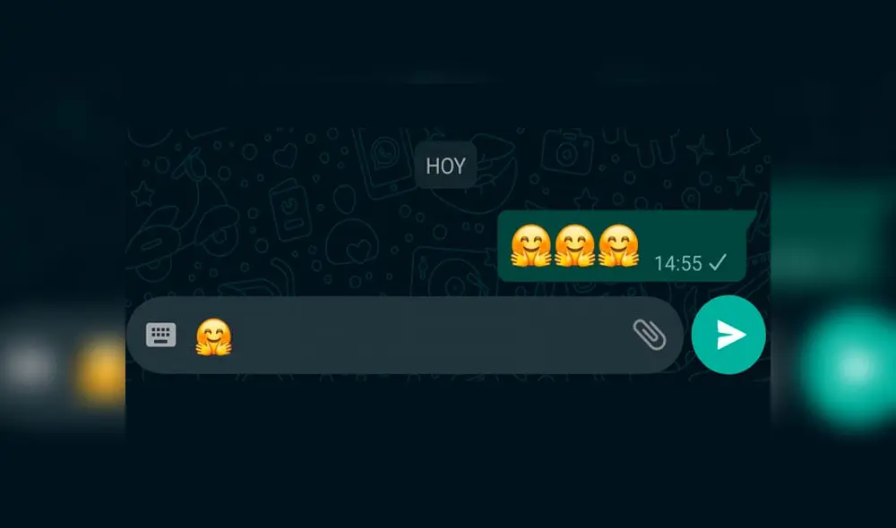 El conocido emoji de WhatsApp de la 'carita abrazada' (Foto: captura)