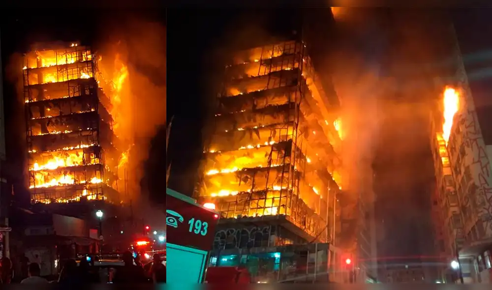 Brasil: llamas consumen edificio en el centro de Sao Paulo [VIDEO]