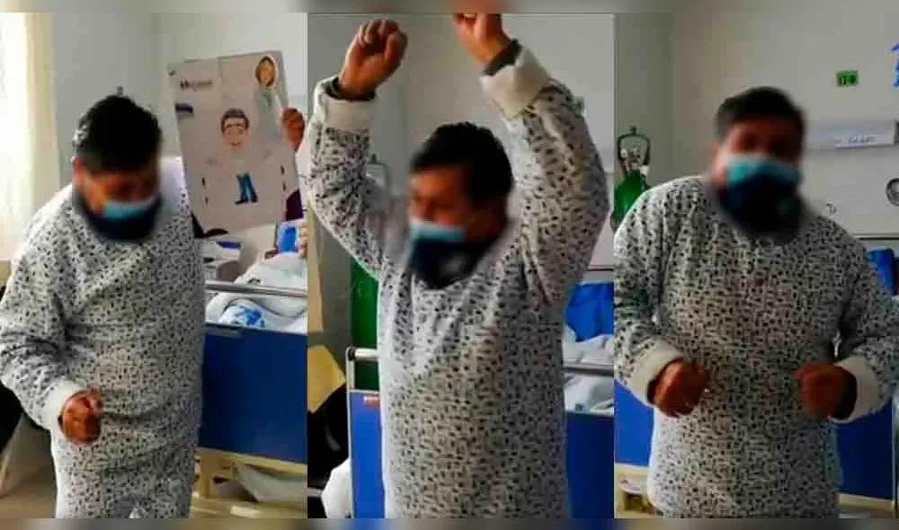 Pacientes bailaba mientras sus compañeros de habitación le aplaudían. Créditos: Video EsSalud Puno.