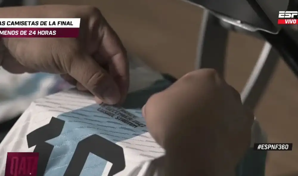 La camiseta que usará Lionel Messi en la final fue la protagonista del momento del estampado. Foto: captura ESPN La camiseta que usará Lionel Messi en la final fue la protagonista del momento del estampado. Foto: captura ESPN