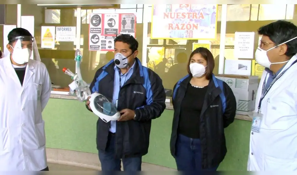 Médicos del hospital Honorio Delgado recibierón donación. Foto: Difusión Médicos del hospital Honorio Delgado recibierón donación. Foto: Difusión
