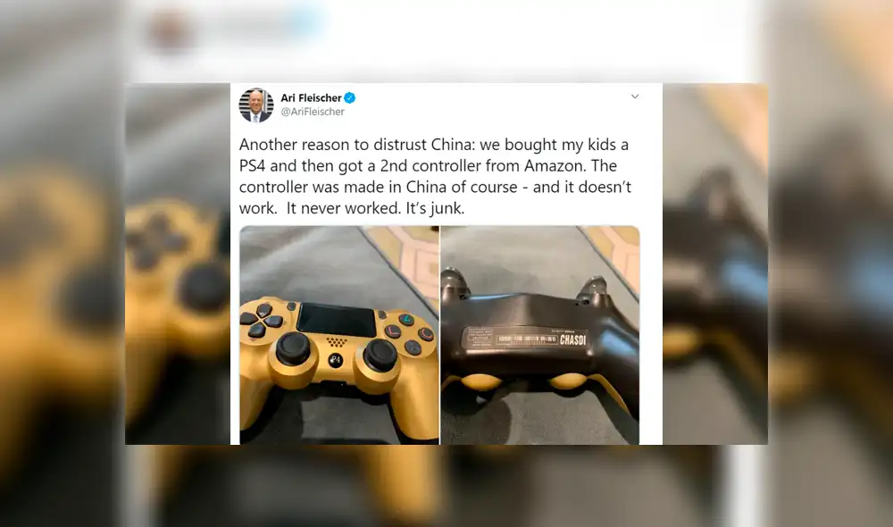 Exfuncionario de Estados Unidos compra mando DualShock 4 pirata y culpa a China.