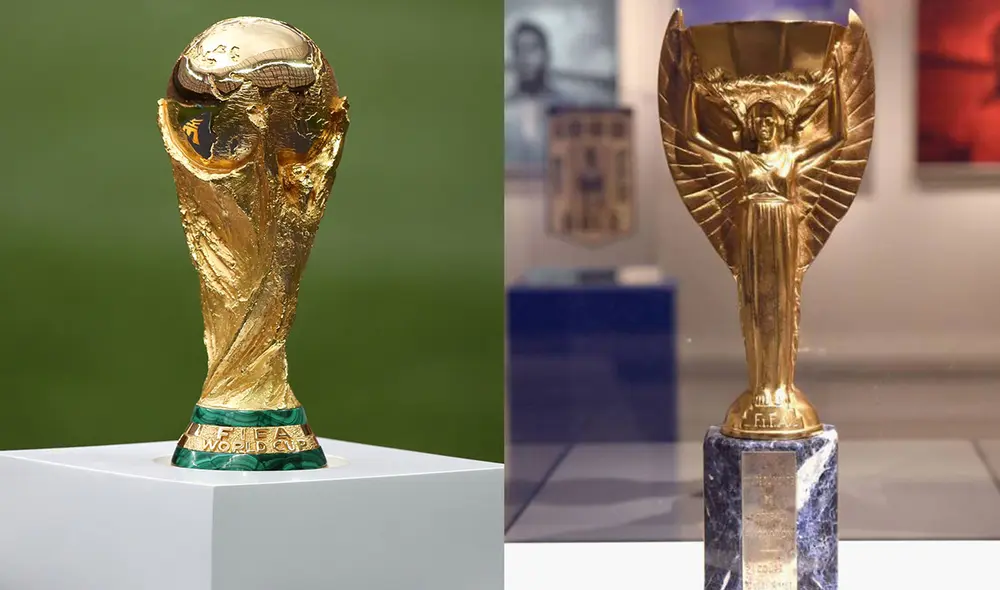 El nuevo trofeo (izquierda) reemplazó al antiguo modelo hace más de 50 años. Foto: composición/FIFA El nuevo trofeo (izquierda) reemplazó al antiguo modelo hace más de 50 años. Foto: composición/FIFA
