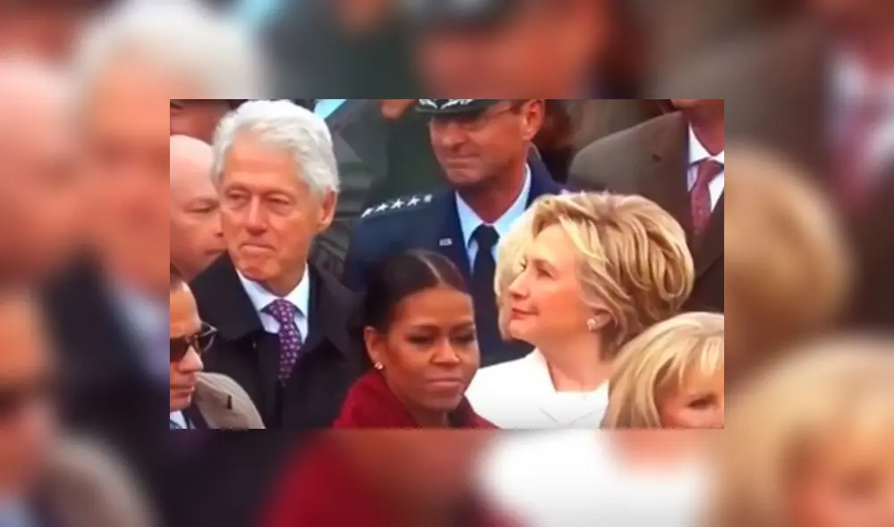 La reacción de Hillary Clinton al pillar a su esposo Bill mirando a ¿Melania Trump? | VIDEO