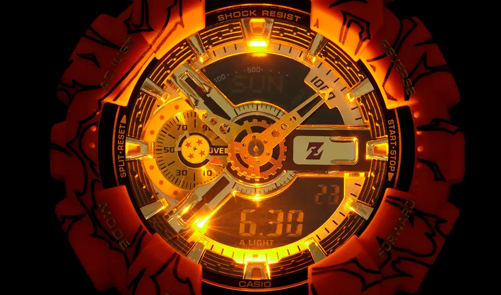 Así se ve el reloj cuando activas la luz LED. Foto: Casio