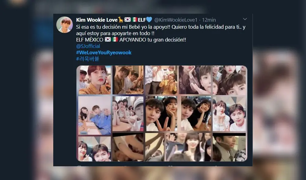 Publicaciones de ELF apoyando a Ryeowook de SUPER JUNIOR y Ari, ex Tahiti. Captura: Twitter Publicaciones de ELF apoyando a Ryeowook de SUPER JUNIOR y Ari, ex Tahiti. Captura: Twitter