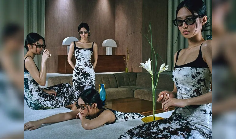 BLACKPINK: Modelo1996 C1 Black y Onyx BK de la colección Gentle Monster x JENNIE, valorizado en US$260 y US$140 respectivamente. La rapera de BLACKPINK lleva un vestido liquid latex Spring/Summer 2019 de Thierry Mugler.