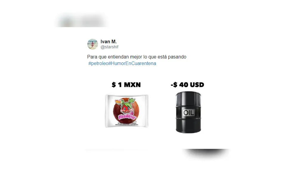 La caída histórica del petroleo inspiró memes de los usuarios de las redes sociales. (Foto: Captura) La caída histórica del petroleo inspiró memes de los usuarios de las redes sociales. (Foto: Captura)