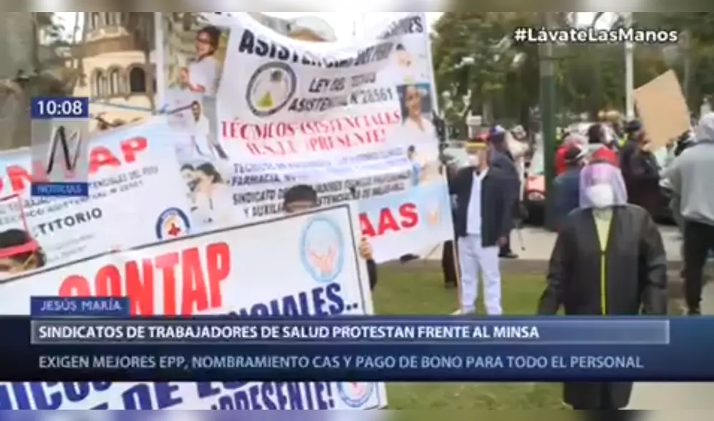 Técnicos de la salud sostienen que no hay igualdad de derechos salariales a diferencia de otros trabajadores del mismo rubro. / Créditos: Captura de pantalla Canal N