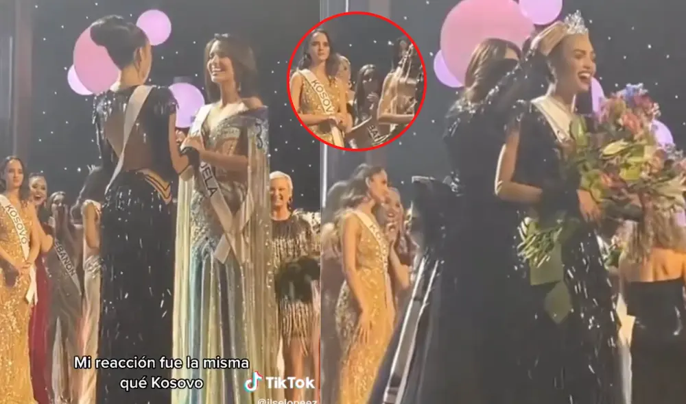 Miss Kosovo no pudo disimular su molestia al nombrarse a la Miss Universo. Foto: composición LR/TikTok Miss Kosovo no pudo disimular su molestia al nombrarse a la Miss Universo. Foto: composición LR/TikTok