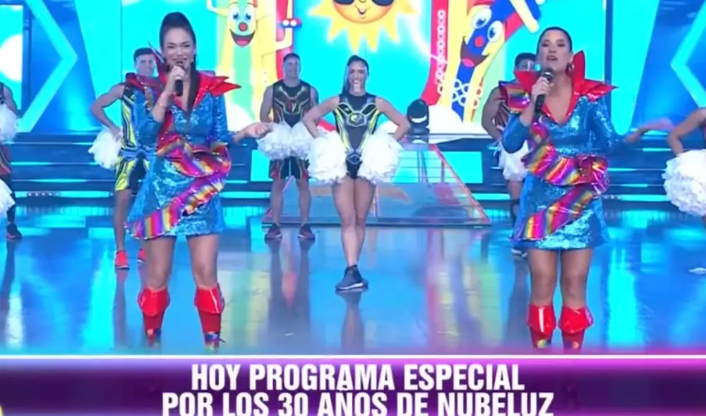 Jazmín Pinedo y María Pía Copello se visten de 'Dalinas' en homenaje a Nubeluz en Esto es guerra. | FOTO: Captura América TV. Jazmín Pinedo y María Pía Copello se visten de 'Dalinas' en homenaje a Nubeluz en Esto es guerra. | FOTO: Captura América TV.