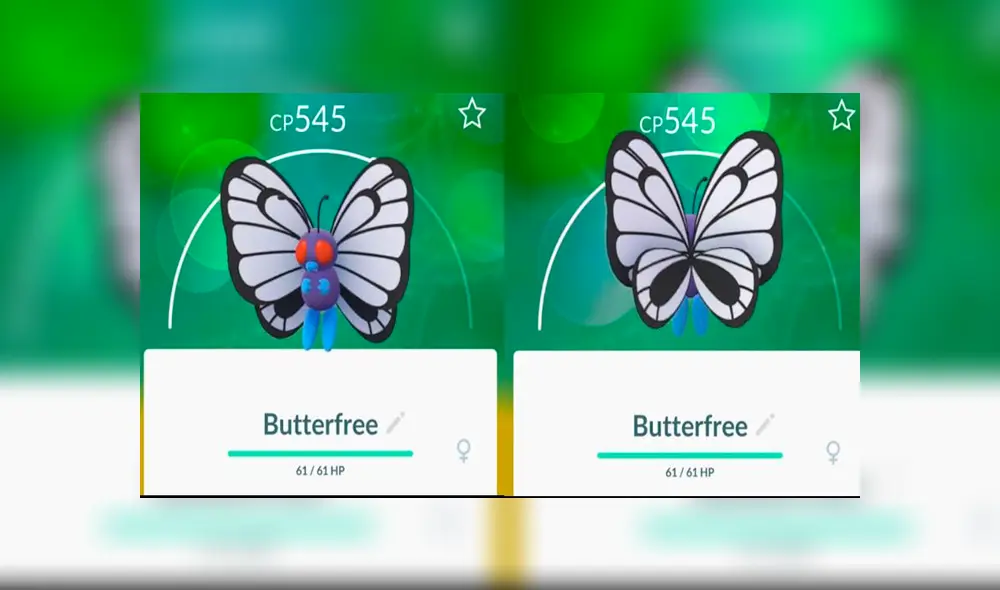 Así luce un Butterfree hembra en Pokémon GO. Foto: Captura.