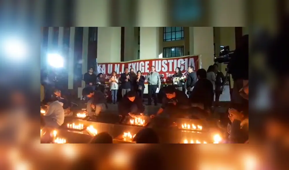 Vigilia en la UNI en memoria del egresado fallecido en accidente en Javier Prado. Foto: RTV