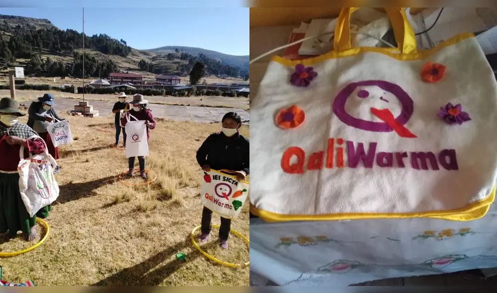 Madres de familia, en Puno, elaboraron coloridas bolsas ecológicas.