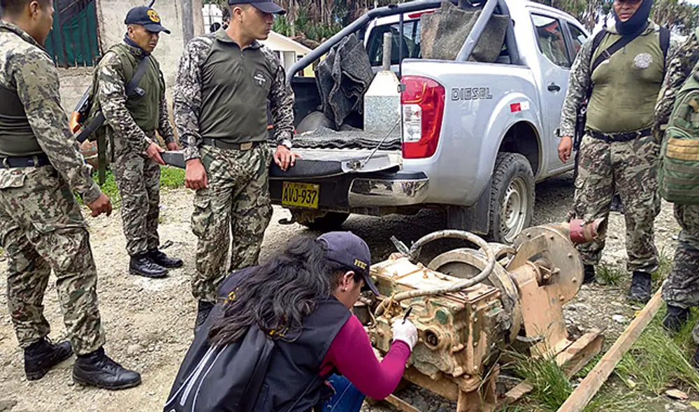 Hallazgo. Motores utilizados para la extracción de oro.