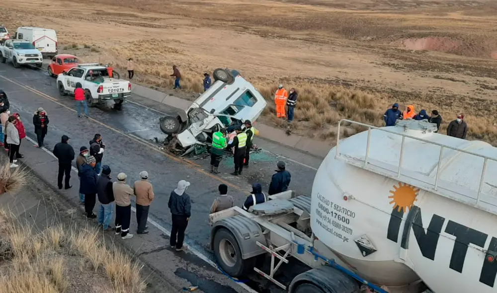 Policía de Carreteras de Puno y Arequipa auxiliaron a los heridos. Foto: PNP