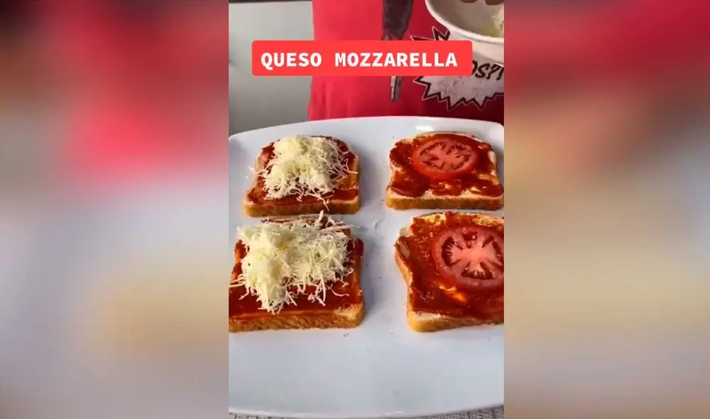 Desliza las imágenes para saber cómo preparar esta exquisita pizza casera elaborada a base de pan de molde. Foto: captura de TikTok/@lacuchara_recetas