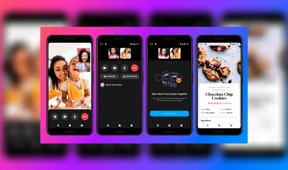 Así puedes compartir pantalla mientras estás en videollamada desde Facebook Messenger. Foto: Messenger News.