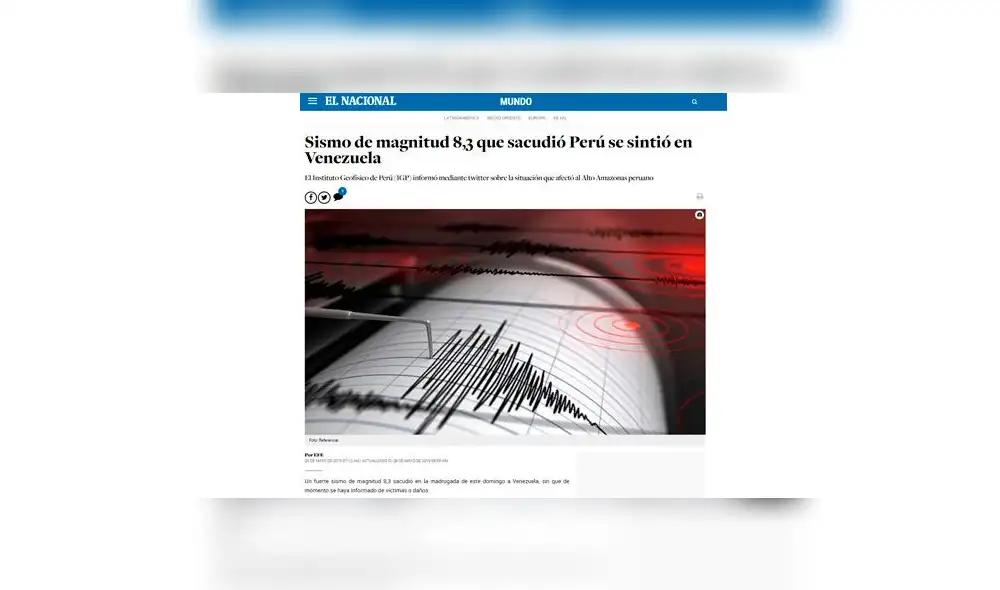 Así informaron los medios del mundo sobre el fuerte sismo que sacudió Perú