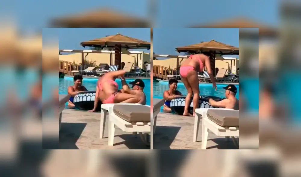 Mujer pidió ayuda a sus familiares para meterse a la piscina, sin imaginar el terrible desenlace que obtendría. Video es viral en YouTube