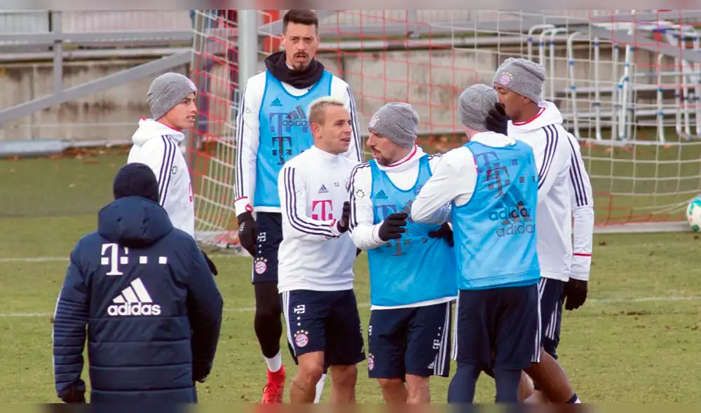 James Rodríguez casi se va a los puños en práctica del Bayern Múnich [FOTOS]