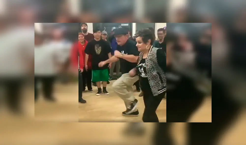 En Facebook, los esposos asombraron con sus singulares movimientos en una clase de baile.
