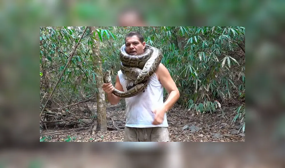 Desliza hacia la izquierda para ver la terrorífica escena en que la serpiente enrosca el cuello de un excursionista en Tailandia. El video es viral en YouTube.