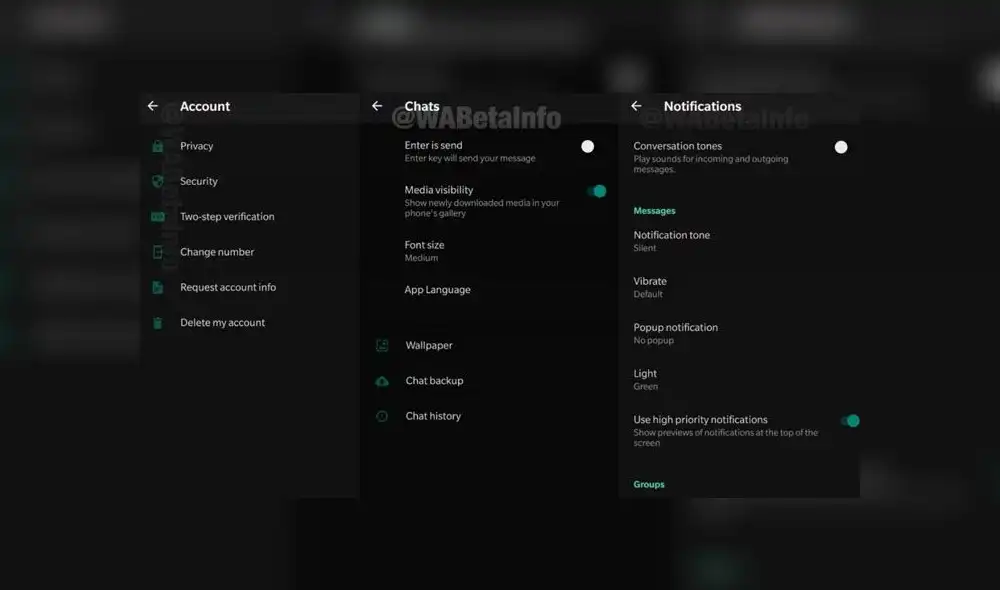 Aún no hay una fecha para la llegada oficial del 'modo oscuro' a WhatsApp.