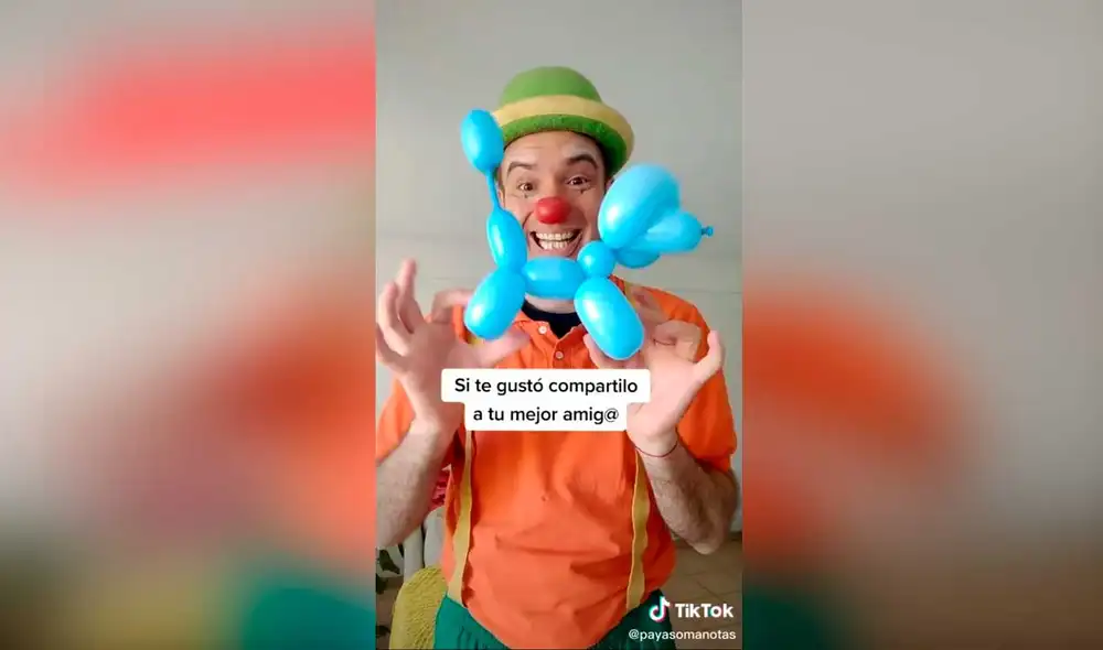 Desliza las imágenes para ver los pasos que debes efectuar para hacer esta ‘perrito’ en globo. Foto: captura de TikTok/payasomanotas