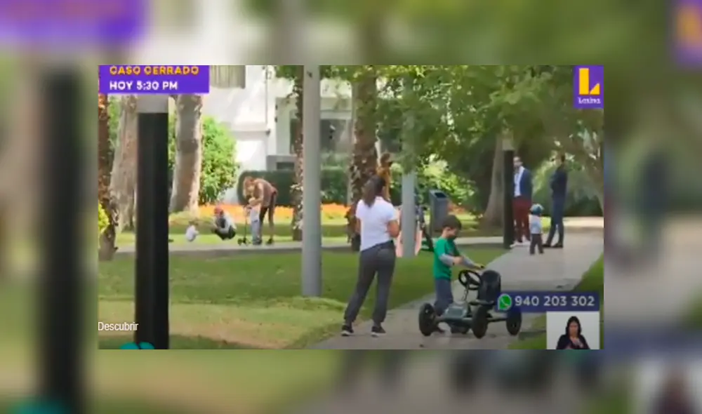Niños salen con juguetes en parque de Miraflores. Foto: Captura