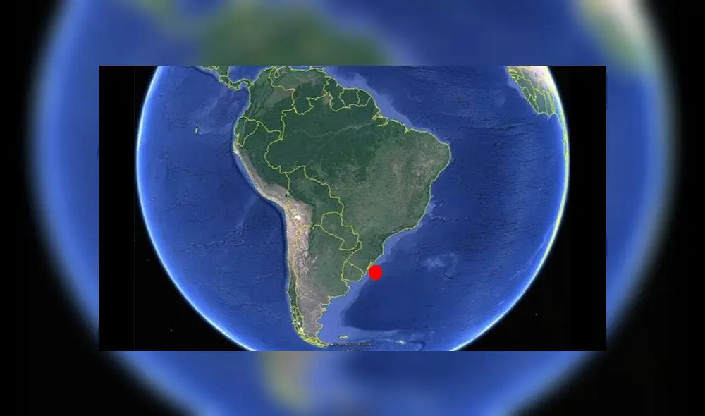 Ubicación de la fuga de metano, cerca a las costas del sur de Brasil. Fuente: Google Earth. Ubicación de la fuga de metano, cerca a las costas del sur de Brasil. Fuente: Google Earth.