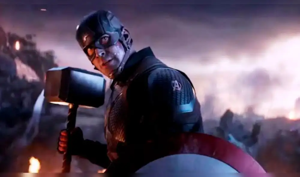 Capitán América levantando el martillo de Thor en Endgame. Foto: Marvel Studios