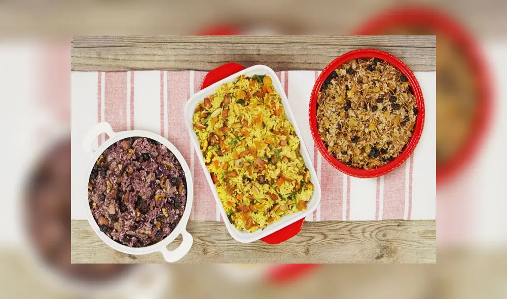 Receta Arroz Árabe, Arroz árabe, arroz con aceitunas y arroz navideño. Foto: Buenazo!