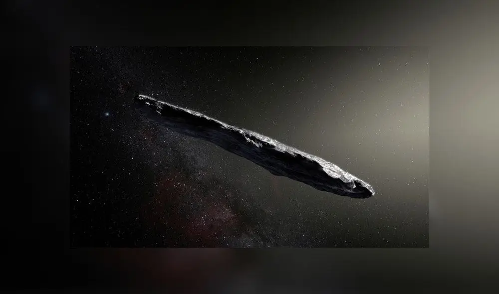 Representación de Oumuamua. Crédito: ESO.