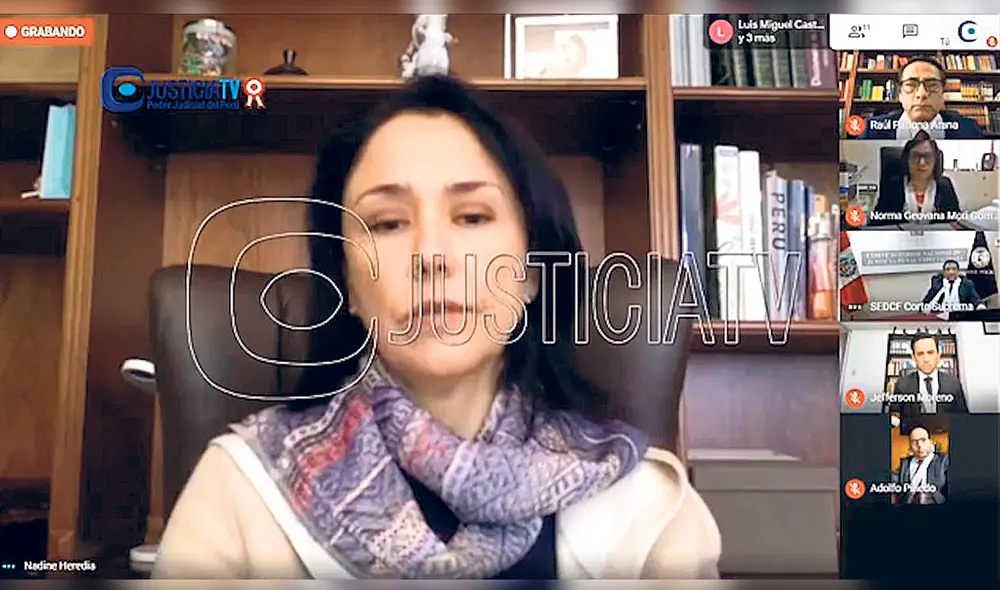 Nadine Heredida tiene una orden de arresto domiciliario por el caso Odebrecht. Foto: Captura/JusticiaTV. Nadine Heredida tiene una orden de arresto domiciliario por el caso Odebrecht. Foto: Captura/JusticiaTV.