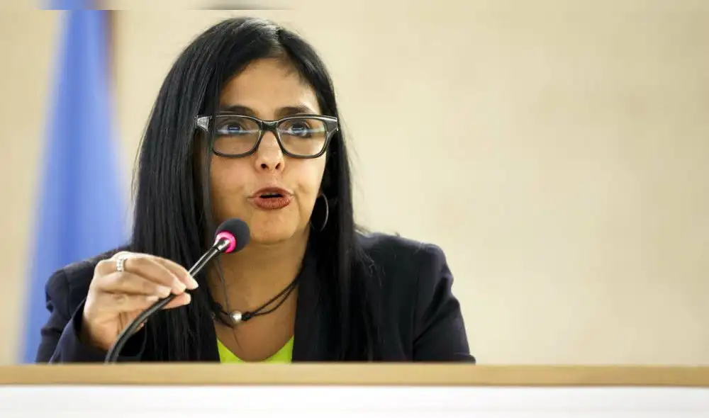 Delcy Rodríguez, vicepresidenta de Venezuela, se encuentra en Cuba presentando la Ley Antibloqueo impulsada por la administración de Maduro. Foto: EFE