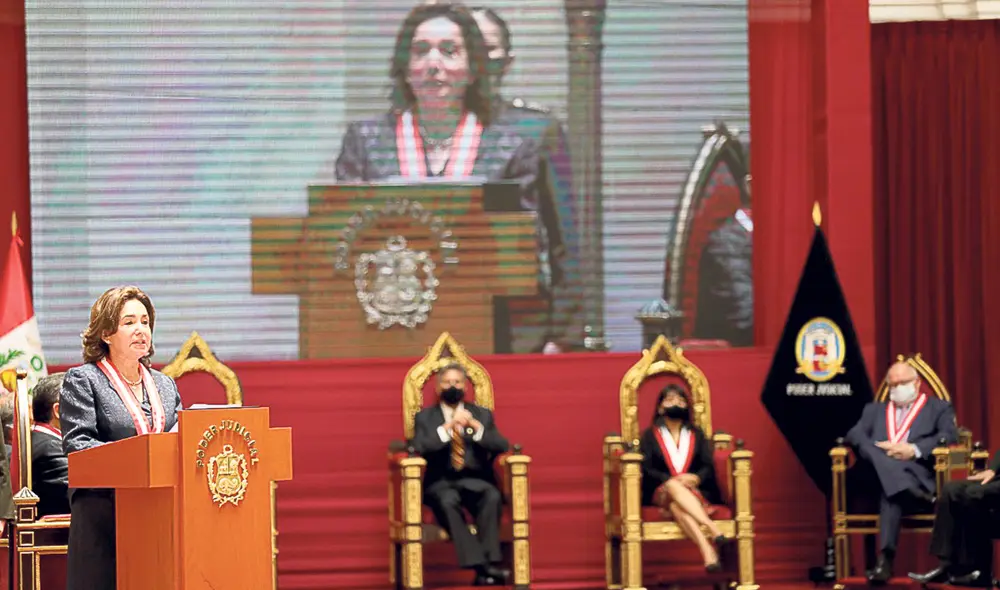 Suprema. La jueza Elvia Barrios asumió la presidencial del Poder Judicial para el periodo 2021-2022. Foto: Poder Judicial Suprema. La jueza Elvia Barrios asumió la presidencial del Poder Judicial para el periodo 2021-2022. Foto: Poder Judicial