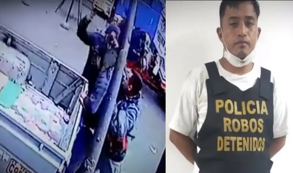 El sujeto llevaba en su poder un arma que fue robada a un policía. Foto: captura de 24 Horas