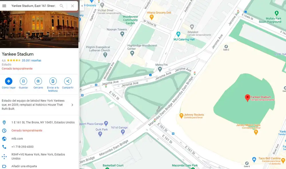 Desliza las imágenes para ver cómo luce el estadio donde Adam Sandler filmó la comedia Anger Management. Foto: captura de Google Maps