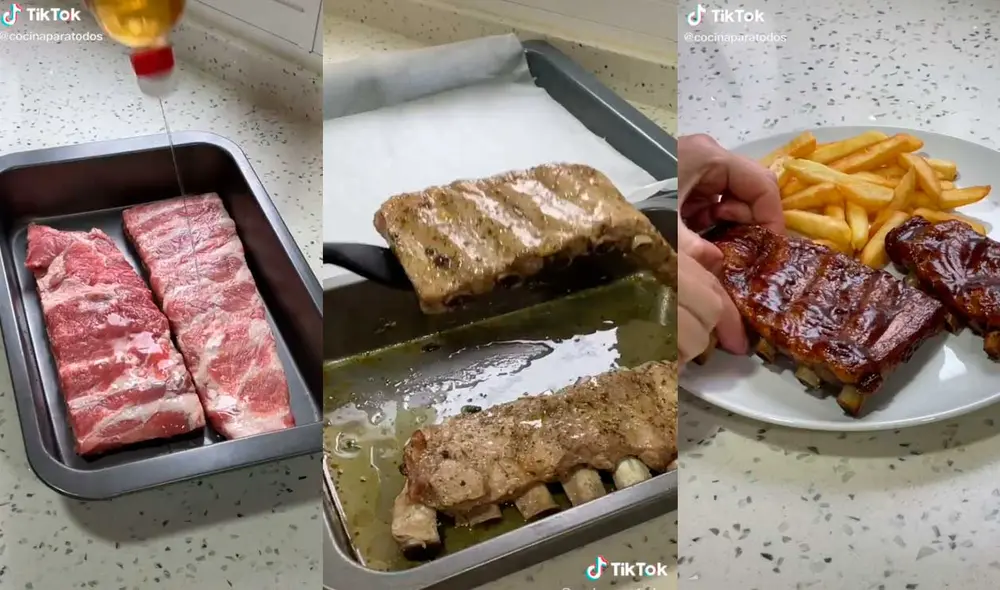 Con este video aprenderás a preparar estas exquisitas costillas BBQ de forma fácil. Foto: captura de TikTok/@cocinaparatodos